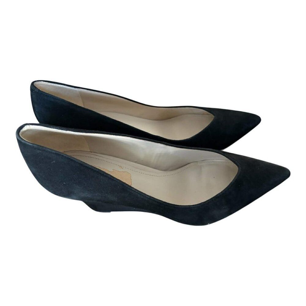 8.5 Marc Fisher Black Suede Wedge Pumps Pointed Toe Classic Work Heels